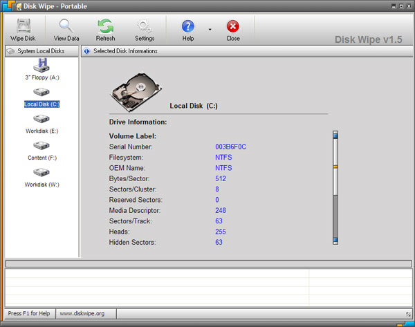 Screenshot of Disk Wipe