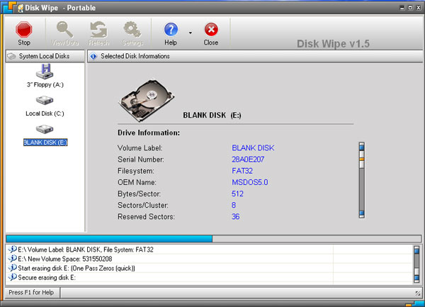 Screenshot of Disk Wipe